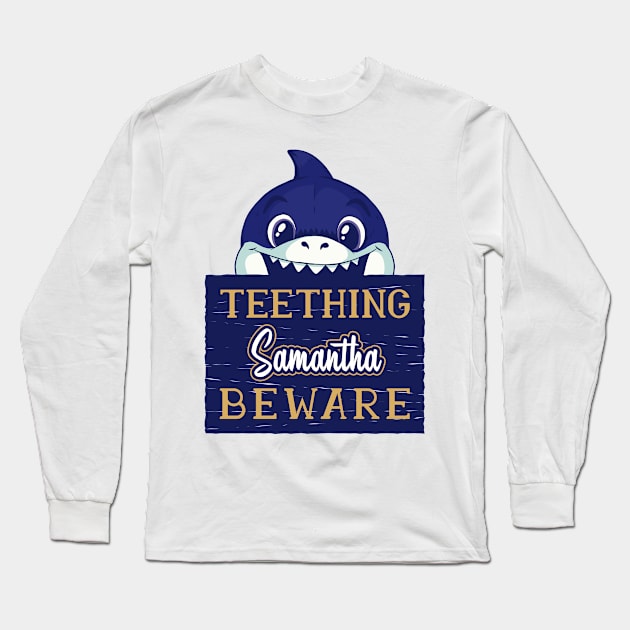 Samantha - Funny Kids Shark - Personalized Gift Idea - Bambini Long Sleeve T-Shirt by Bambini